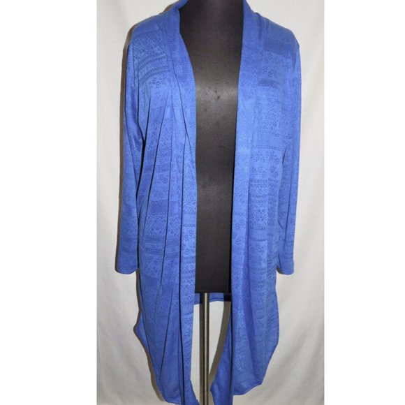 USA made, HG blue long sleeve open style long cardigan, Plus size 2X, NWT - Picture 2 of 6